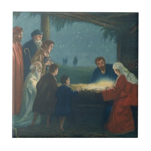 religie, verergering van de herders tegeltje (Voorkant)