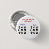 Religie versus Cult Ronde Button 3,2 Cm (Voorkant /achterkant)
