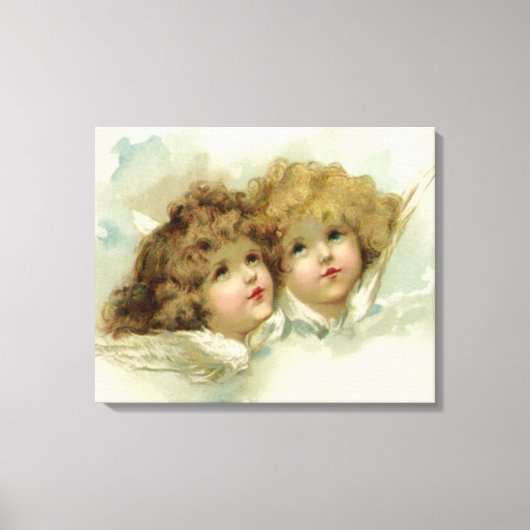 religie, Victoriaans Angels in de wolken Canvas Afdruk (Voorkant)