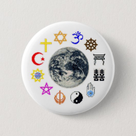 RELIGIES VAN DE WERELD RONDE BUTTON 5,7 CM (Voorkant)