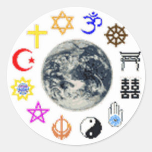 RELIGIES VAN DE WERELD RONDE STICKER