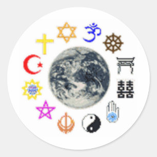 RELIGIES VAN DE WERELD RONDE STICKER