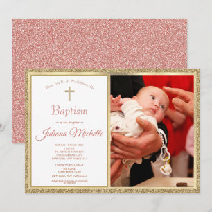Religieus baptisme Christening Gold Pink Baby Girl Kaart