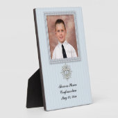 Religieus blauw Striped Plaque Fotoplaat (Zijkant)