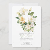 Religieus Christelijk Kruis Lelie Foliage Doop Kaart (Voorkant)