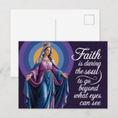 Religieus citaat met Maria Paarse achtergrond Briefkaart (Voorkant / Achterkant)