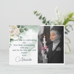 Religieus Dank u Foto Gouden Rozen Groen Kaart