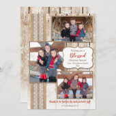 Religieus hout 3-fotokerstkaart (Voorkant / Achterkant)