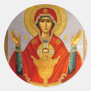 Religieus icoon Heilige Maria en Kind Ronde Sticker