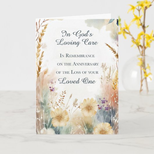 Religieus Jubileum van het verlies van een geliefd Kaart (Gele Bloem)