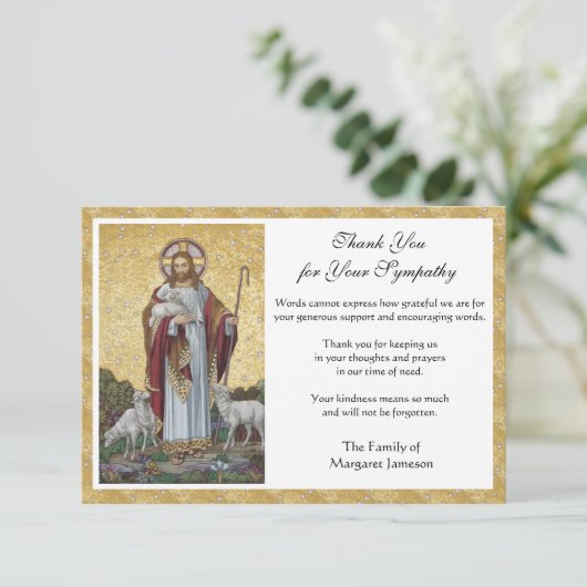 Religieus katholiek condoleances Jezus Funeral Bedankkaart (Staand voorkant)