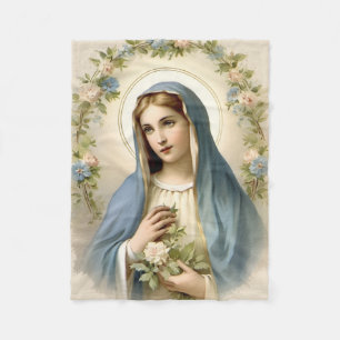 Religieus katholieke Maagd Maria bloem Fleece Deken
