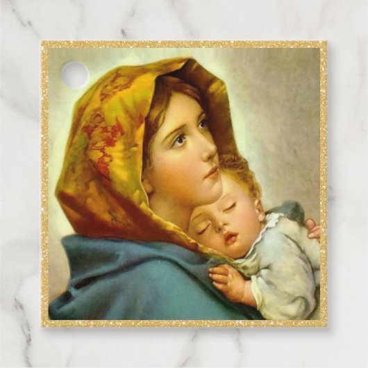 Religieus Kerst Maagd Maria & Jesus Gift Label (Voorkant)