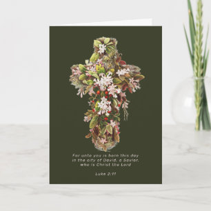 Religieus Kerstkruis en Schrift Feestdagen Kaart