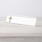 Religieus kruis bureau naambordje (Voorkant)