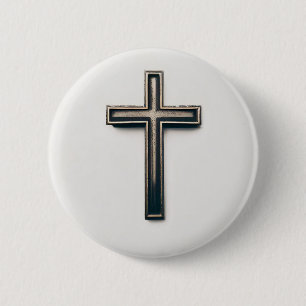Religieus kruis ronde button 5,7 cm