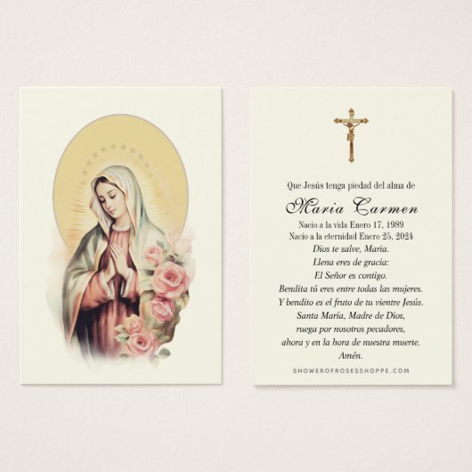 Religieus Maagd Maria begrafenisgebed Visitekaartje (Voorkant /achterkant)