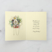 Religieus Maagd Maria Kruis Bloemige Verjaardag Feestdagen Kaart (Binnen)