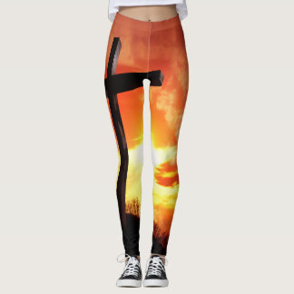 Religieus Paaskruis bij Zonsondergang Leggings
