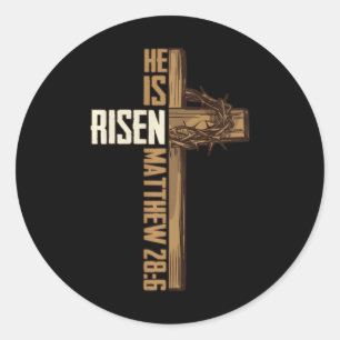 Religieus Paaskruis Hij Is Opgestaan Jezus Christe Ronde Sticker