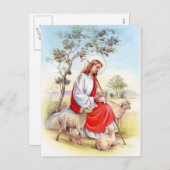 Religieus  Pasen, Jezus de herder Feestdagenkaart (Voorkant / Achterkant)