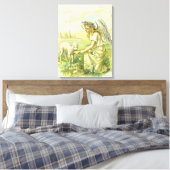 Religieus Pasen Victoriaans Engel met Lam Canvas Afdruk (Insitu (Slaapkamer))