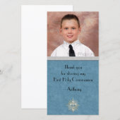 Religieus Turquoise Zilveren Kruis Bedankkaart (Voorkant / Achterkant)