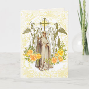 Religieuse Vierge Marie Fatima Vintage carte flora
