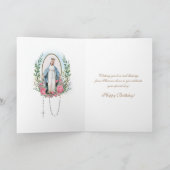 Religieuse Vierge Marie Rose Carte d'anniversaire (Intérieur)