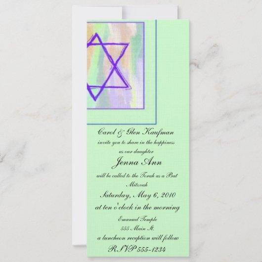 Religieux, barre Mitzvah, invitation de bat (Devant)