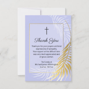 Religieux Blue Palm Funeral Merci Note Card