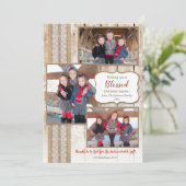 Religieux bois rustique 3 photo Carte de Noël (Debout devant)