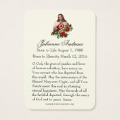 Religieux Jésus Funéraire Carte de prière (Dos)