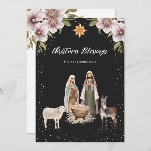 Religieux Jésus Nativité Cartes de Noël chrétienne (Devant / Derrière)