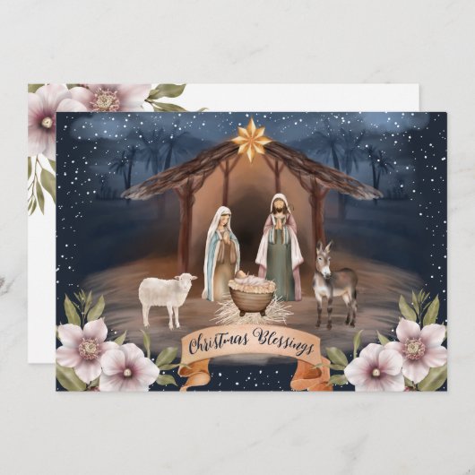 Religieux Jésus Nativité Scène Cartes de Noël (Devant / Derrière)