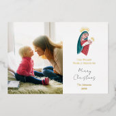 Religieux Maria & bébé Jésus Noël Foil Vacances (Recto)