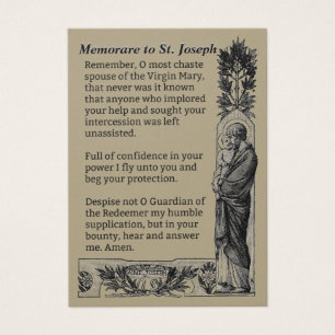 Religieux Saint Joseph Mémorare Prière Carte Saint