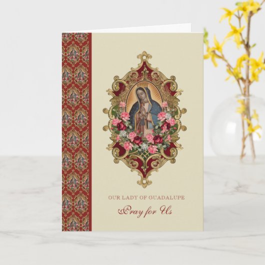 Religieux Vierge Marie Guadalupe Carte de fête esp (Fleur jaune)