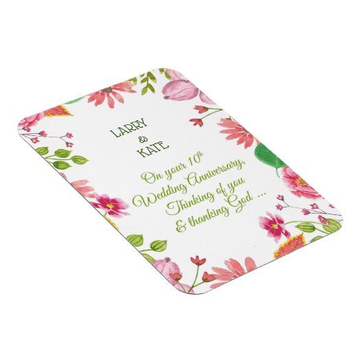 Religieuze 10e bruiloft Jubilea bloemen Magneet (Rechterzijde)