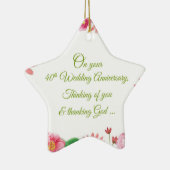 Religieuze 40e Jubileum-bloemen Keramisch Ornament (Rechts)