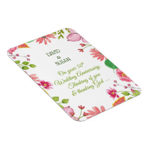 Religieuze 50ste weddenschap Jubilea bloemen Magneet