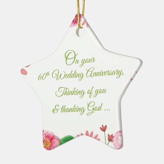 Religieuze 60ste weddenschap Jubilea bloemen Keramisch Ornament (Links)