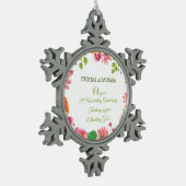 Religieuze 70ste Jubileum bloemen Tin Sneeuwvlok Ornament (Links)