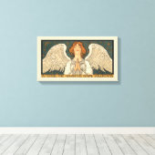 Religieuze Angel die bidt met goudsterren Canvas Afdruk (Insitu (Houten vloer))
