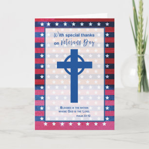 Religieuze Bedankt op Veteranendag Blauw Kruis Kaart