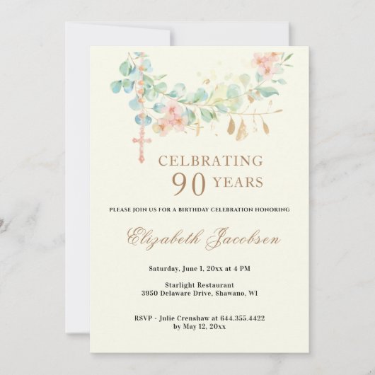 Religieuze Birthday Eucalyptus Scripture Rosary Kaart (Voorkant)