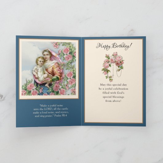 Religieuze Birthday Maagd Mary Rosary Card Kaart (Binnen)