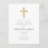 Religieuze blauwe jongen Eerste Communie uitnodigi Briefkaart (Voorkant)