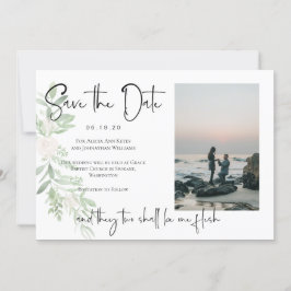 Religieuze Blush Floral Bewaar de datum Fotokaart Save The Date