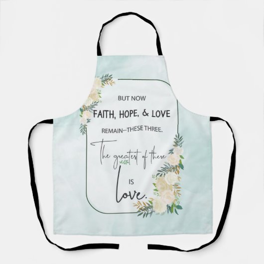 Religieuze bruiloft Jubileum Faith Hope Love Schort (Voorkant)